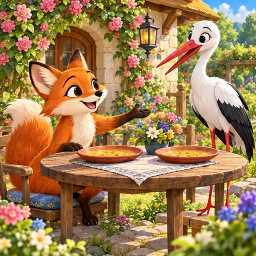 La zorra y la cigüeña